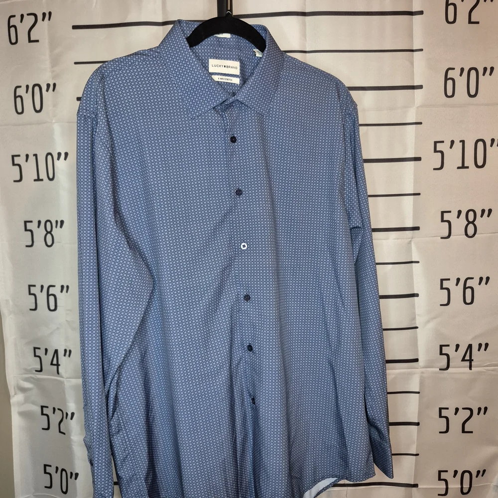 Lucky Brand Men's Blue Geometric Button-Down Shirt 464/1004